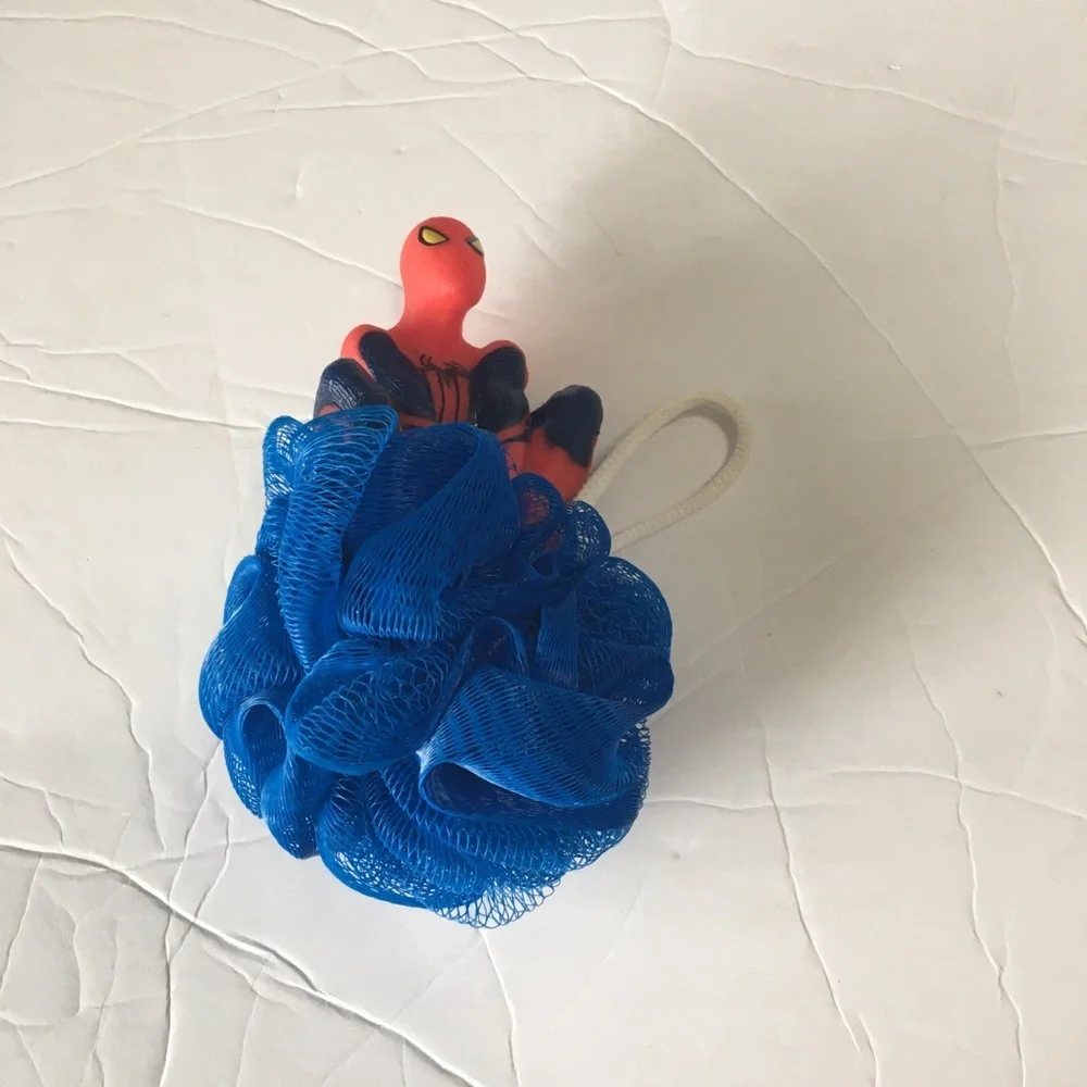 Spiderman Red & Blue Kids Bath Toy with Mesh Scrubber